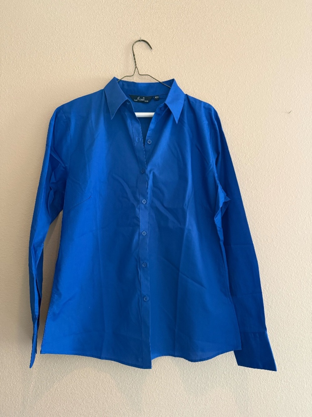 New Women's Blue Poplin Dress Shirt, Size L - Picture 2 of 5